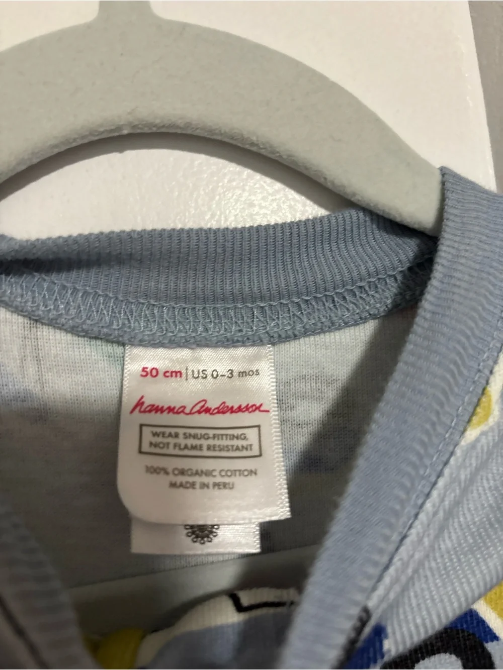 Hanna Andersson 0-3 month Blue Construction Print One-Piece Pajamas